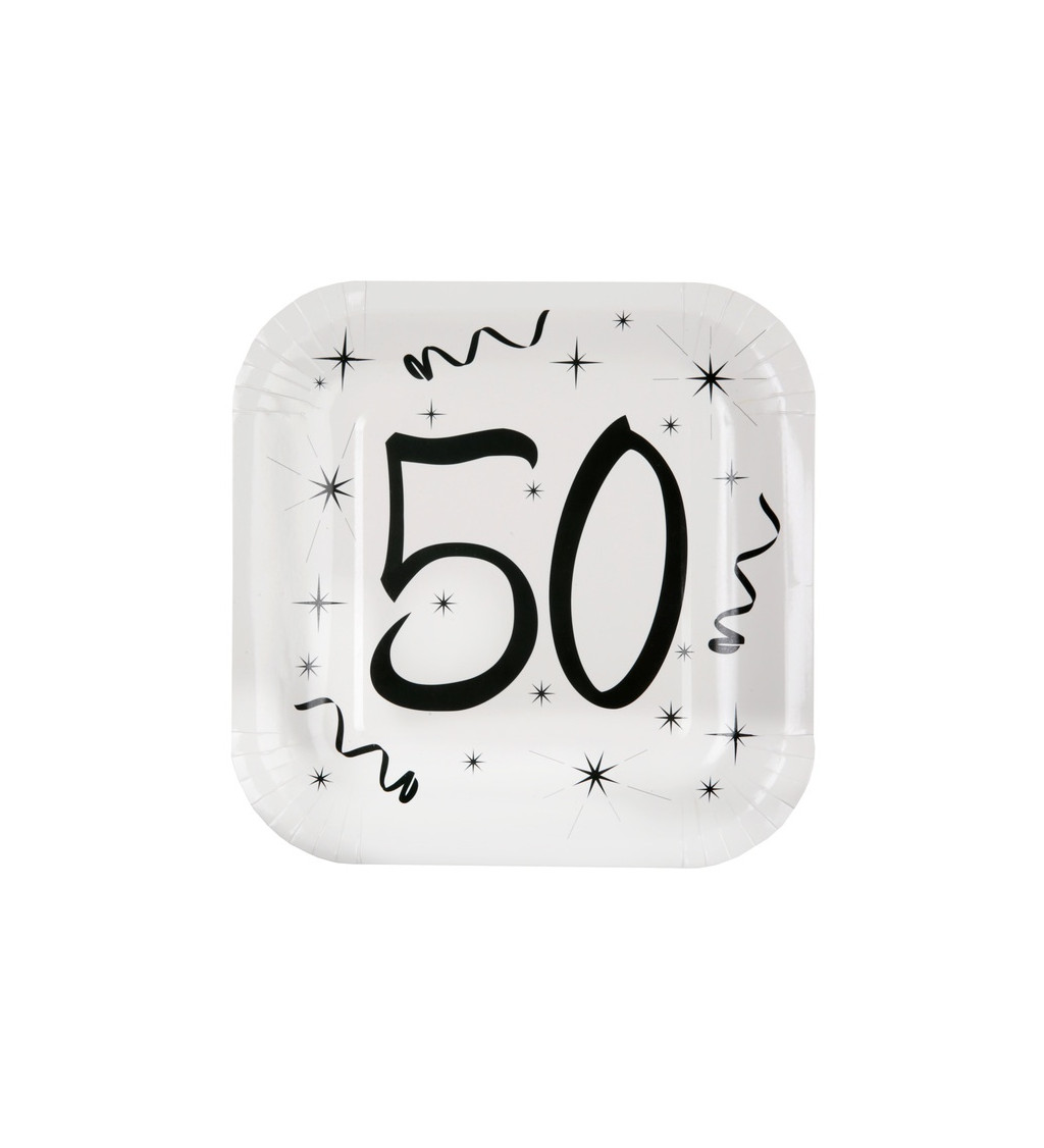 Bielo - čierny tanierik 50 sada