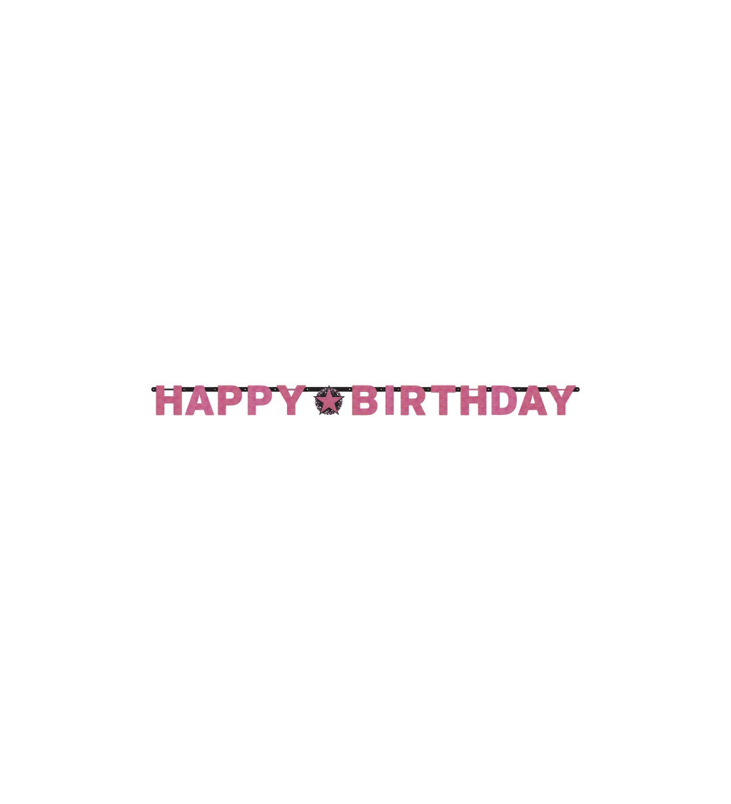 Ružová girlanda s nápisom Happy Birthday