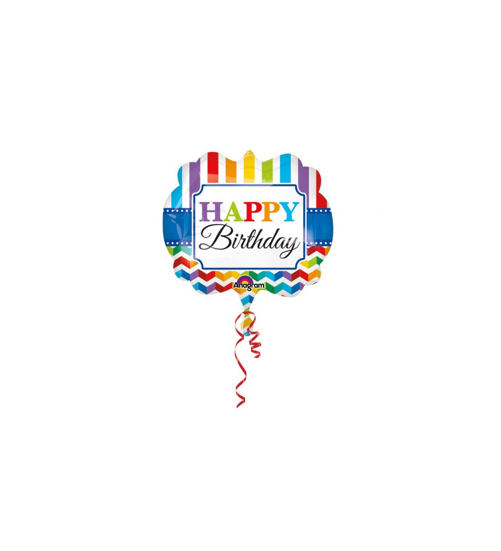 Fóliový balónik s vlnkami Happy Birthday