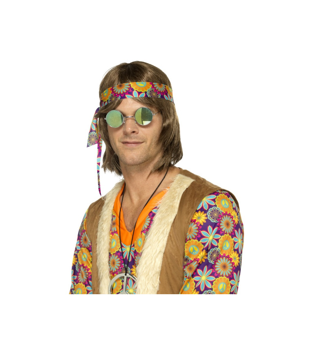 Guľaté hippie okuliare - modro-zelené
