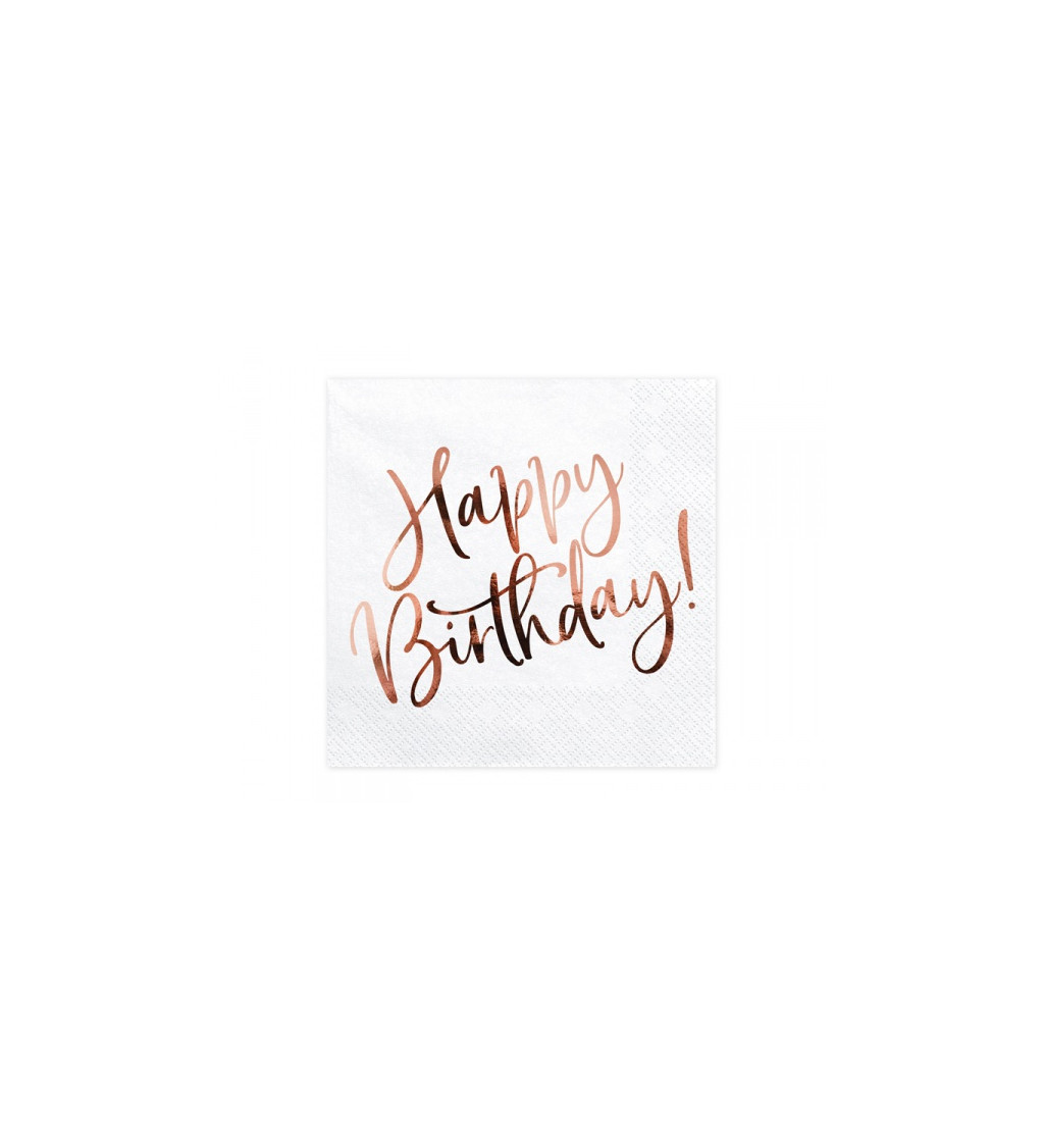 Biele servítky Happy Birthday