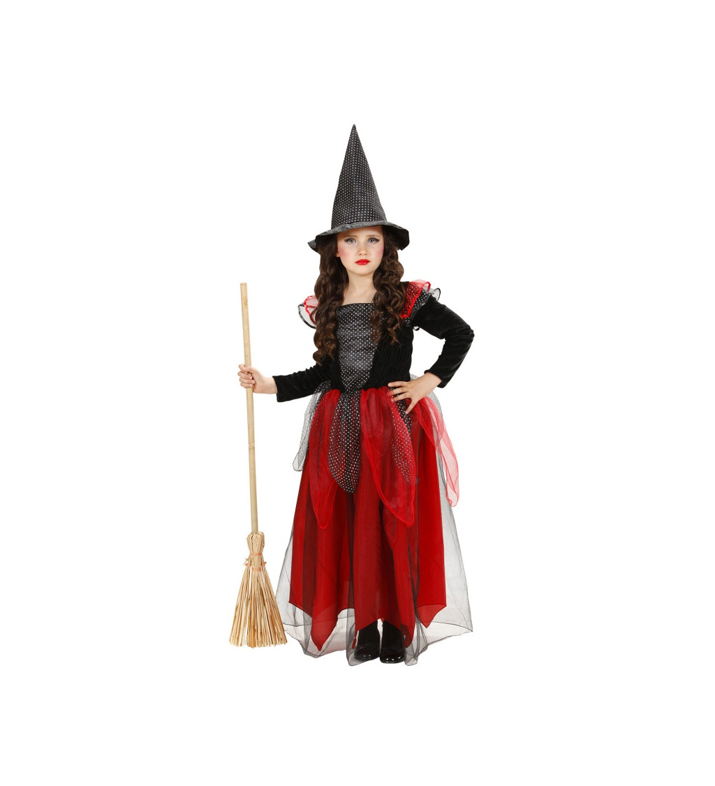Detský kostým na halloween - Malá čarodejnica - červená