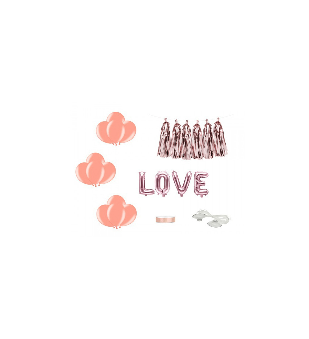 Dekorácia na auto - Love, rosegold