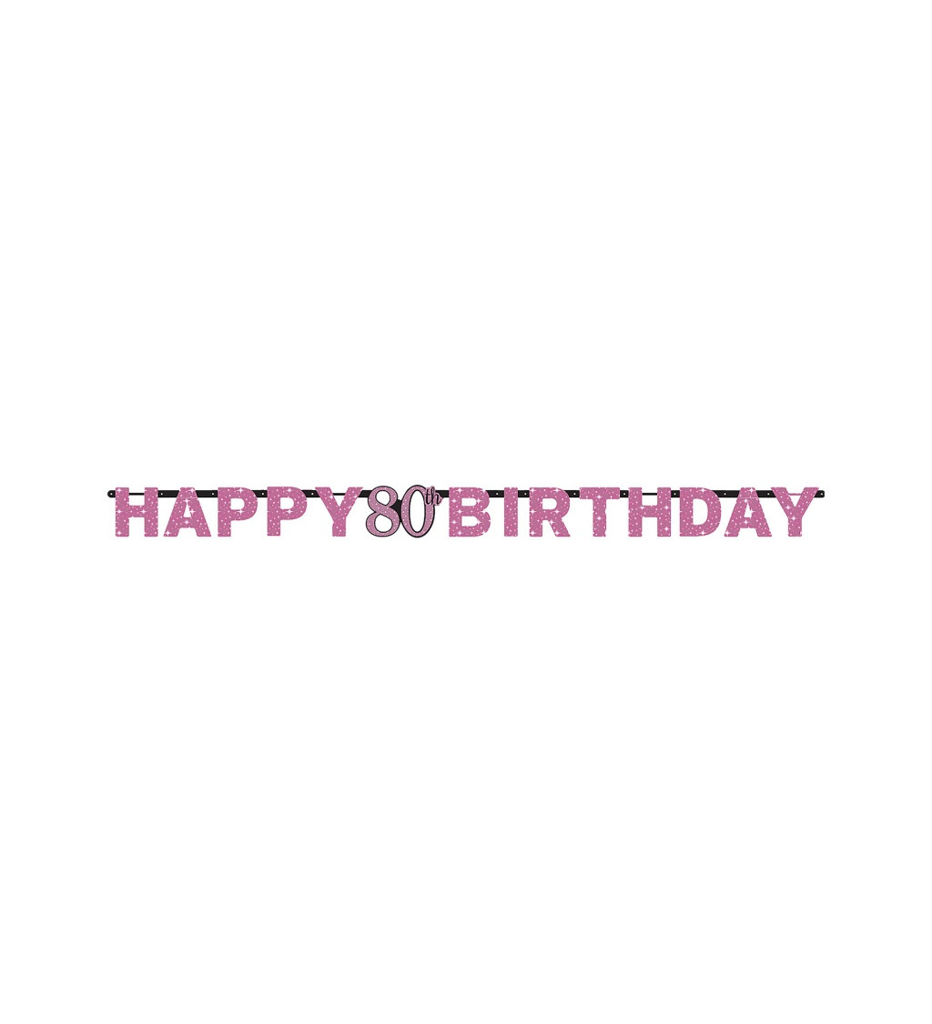Ružová girlanda Happy Birthday 70