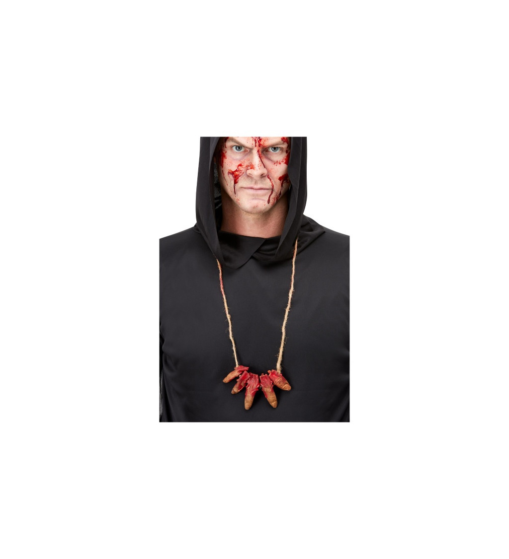 Halloweenský náhrdelník s krvavými prstami