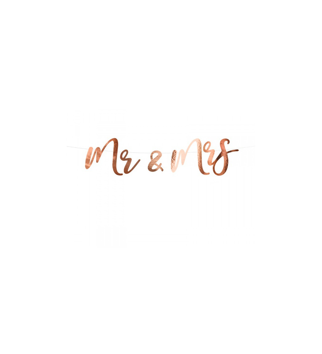 Svadobný banner Mr & Mrs - rose gold