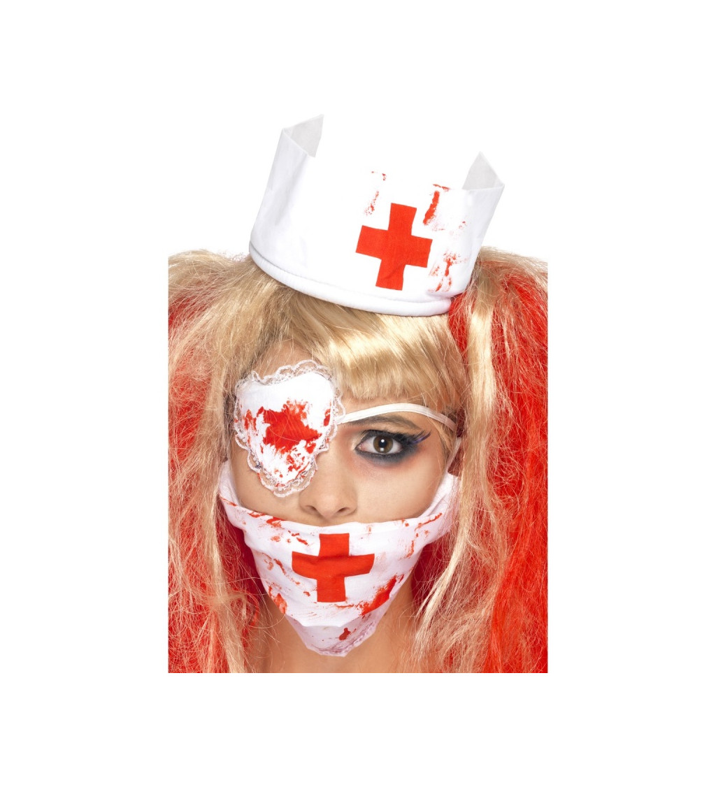 Halloweenský doplnok - Zombie zdravotná sestra s rúškom