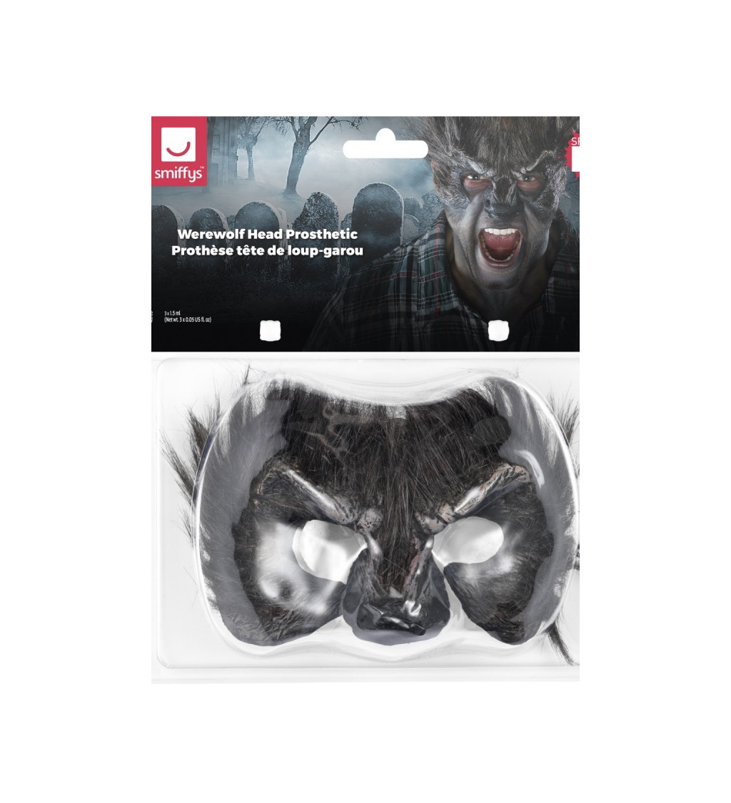 Halloweenska maska vlkolaka - nalepovacia