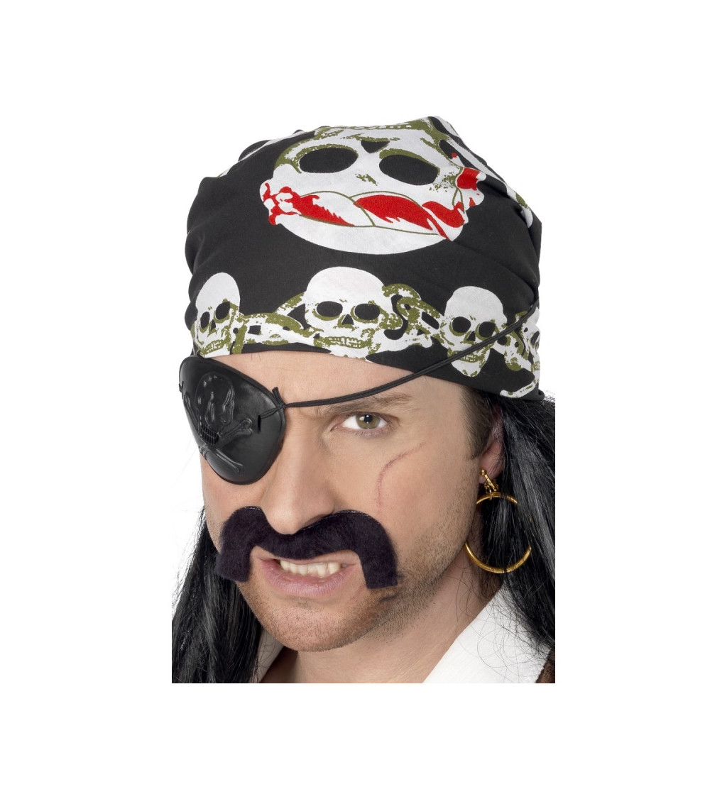 Šatka na hlavu s lebkami - pirátska