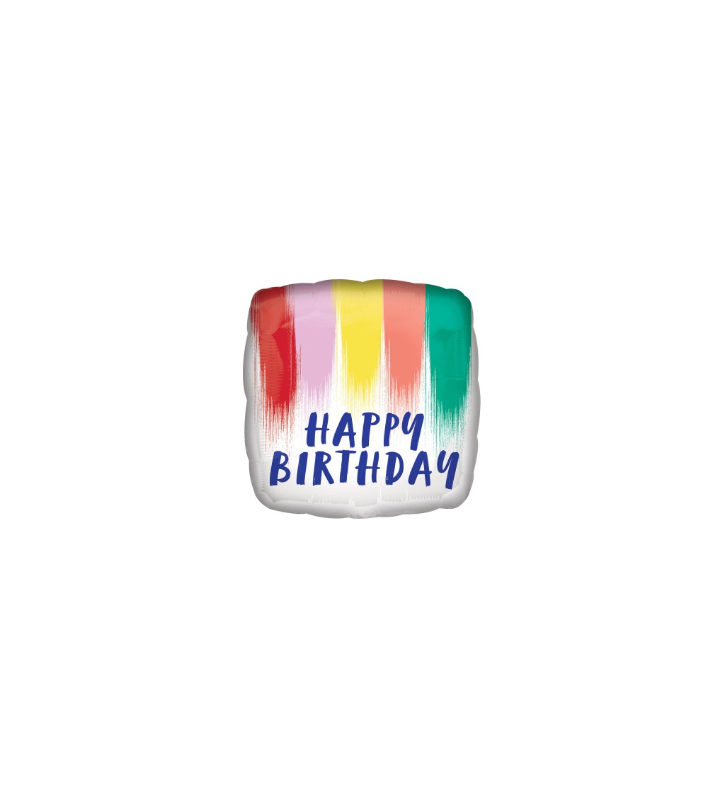 Fóliový balónek Happy Birthday farebný