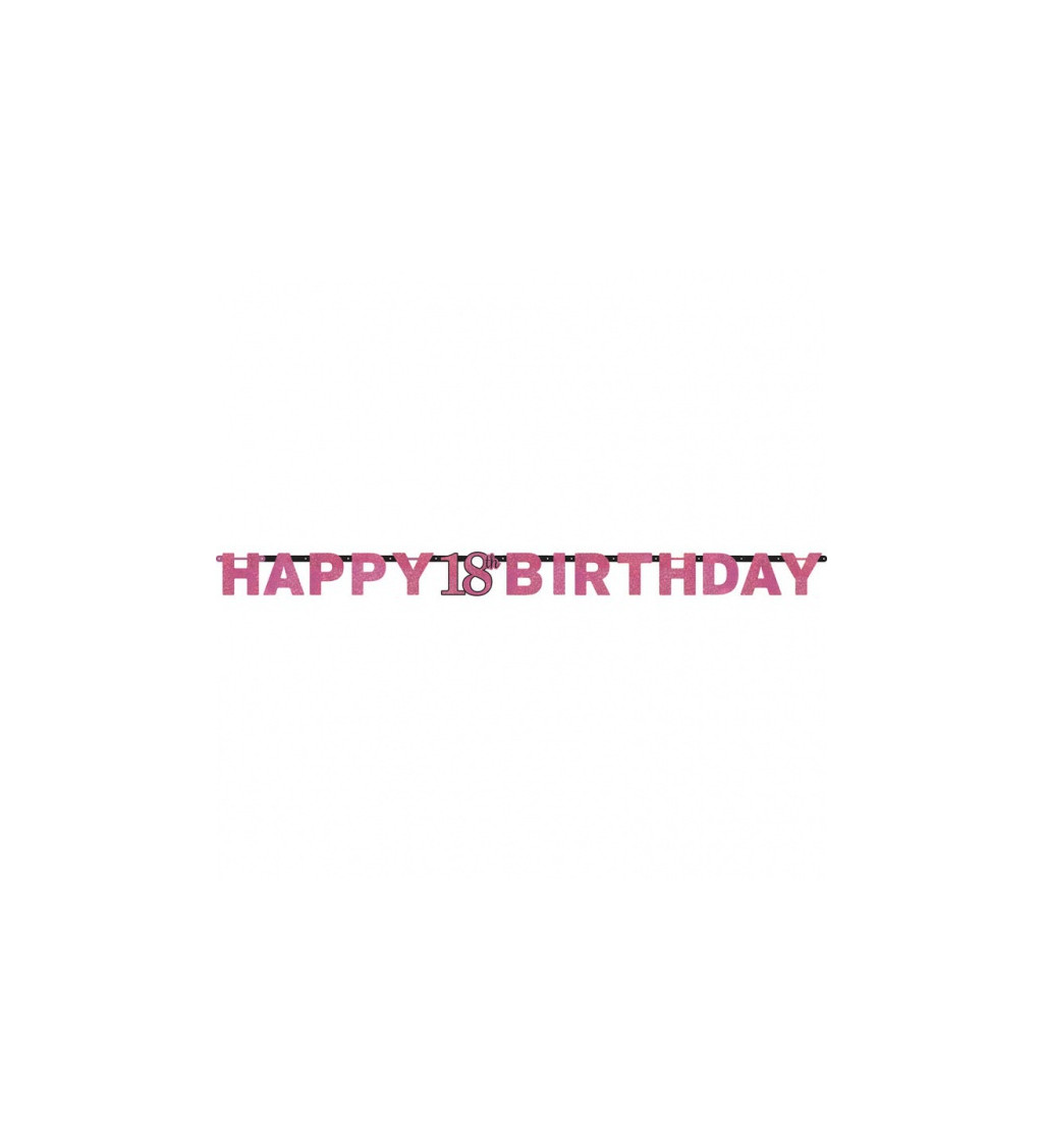 Ružový nápis Happy Birthday 18 rokov