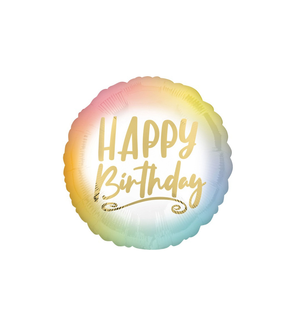 Fóliový balónek Happy Birthday dúhový