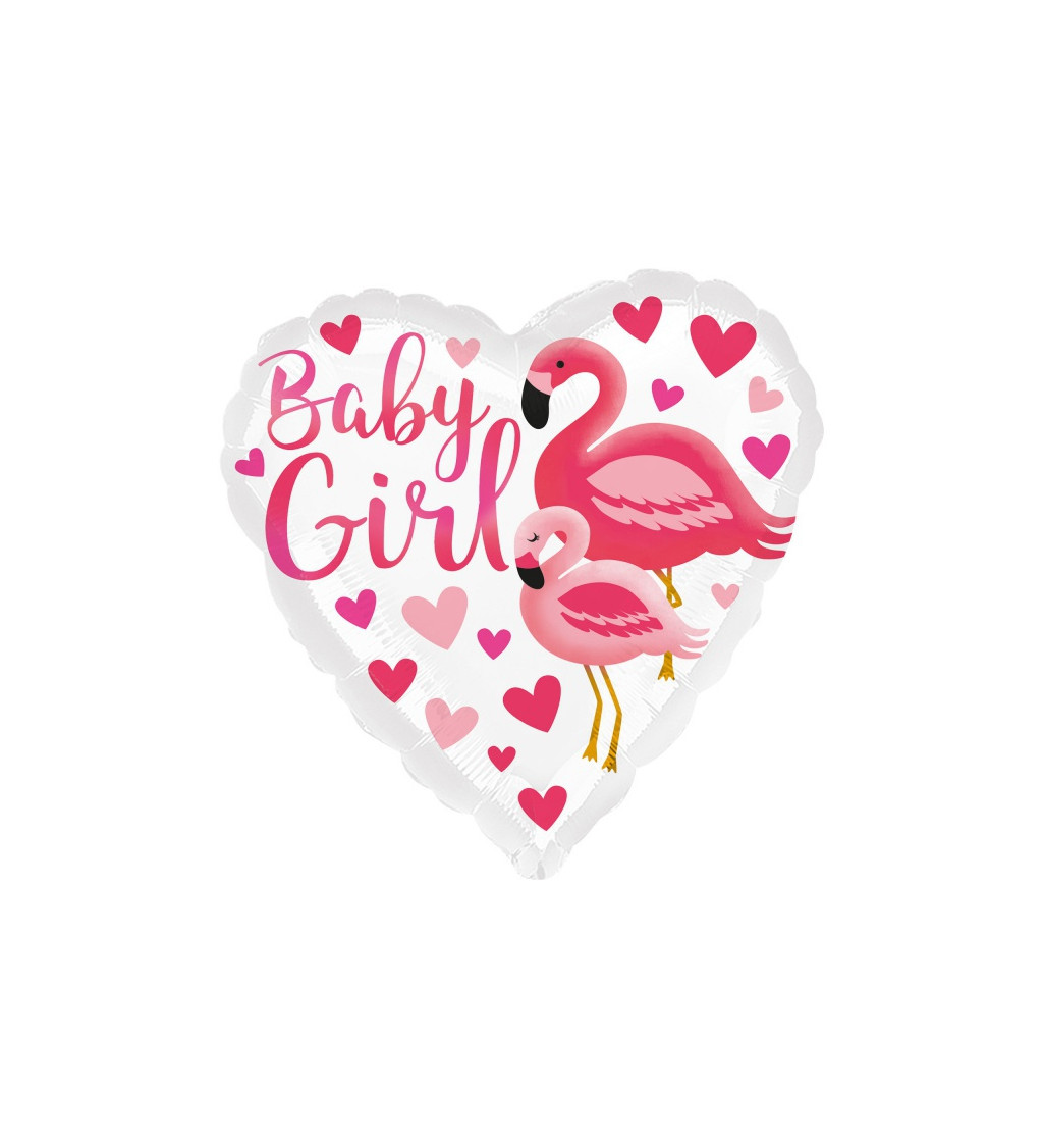 Fóliový balónik Baby Girl plameňák
