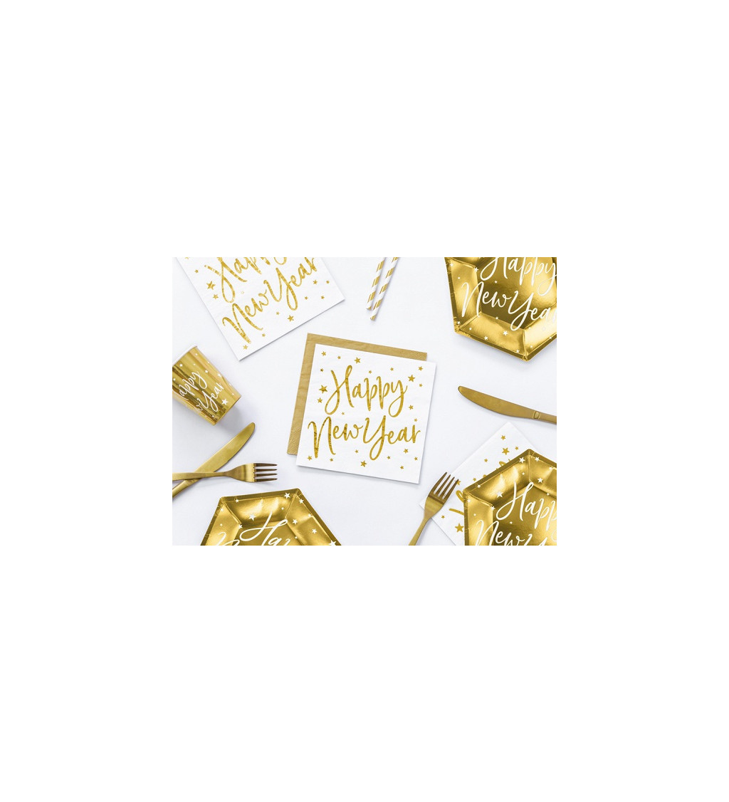 Servítky - biele Happy New Year