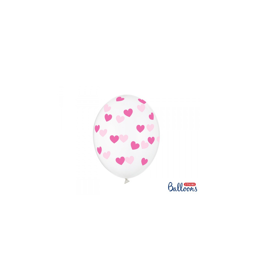 Latexové balóniky strong priehľadné srdcové 30 cm 6 ks