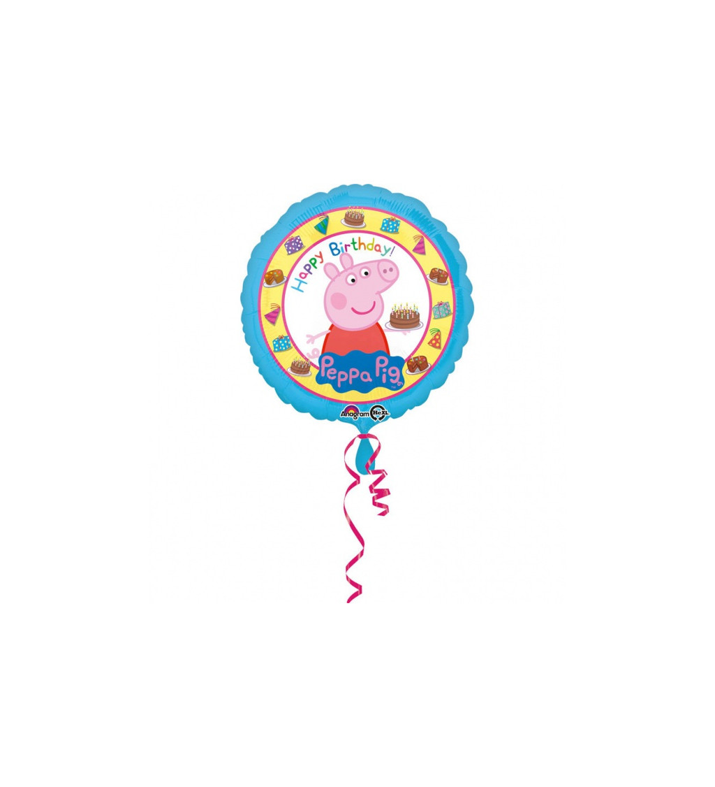 Fóliový balónek Happy Birthday Peppa Pig svetlomodrý