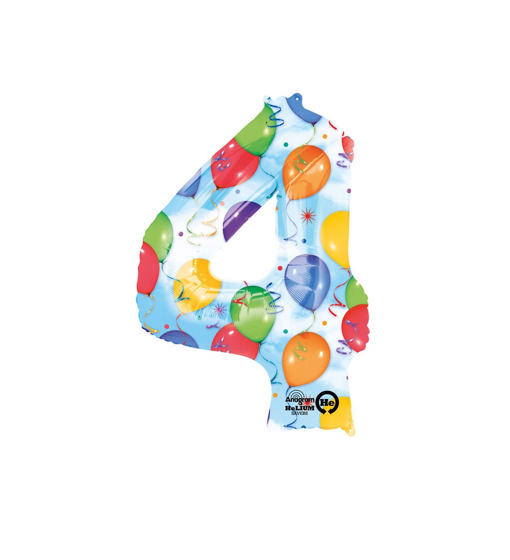 Farebný fóliový balónik - číslo 4