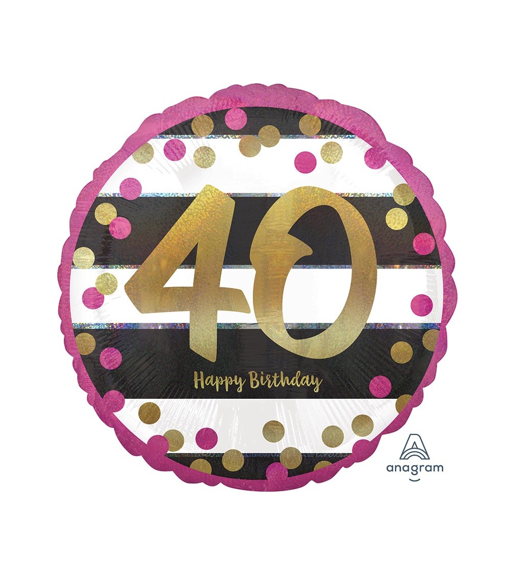 Okrúhly fóliový balónik 40 - ružovo-zlatý