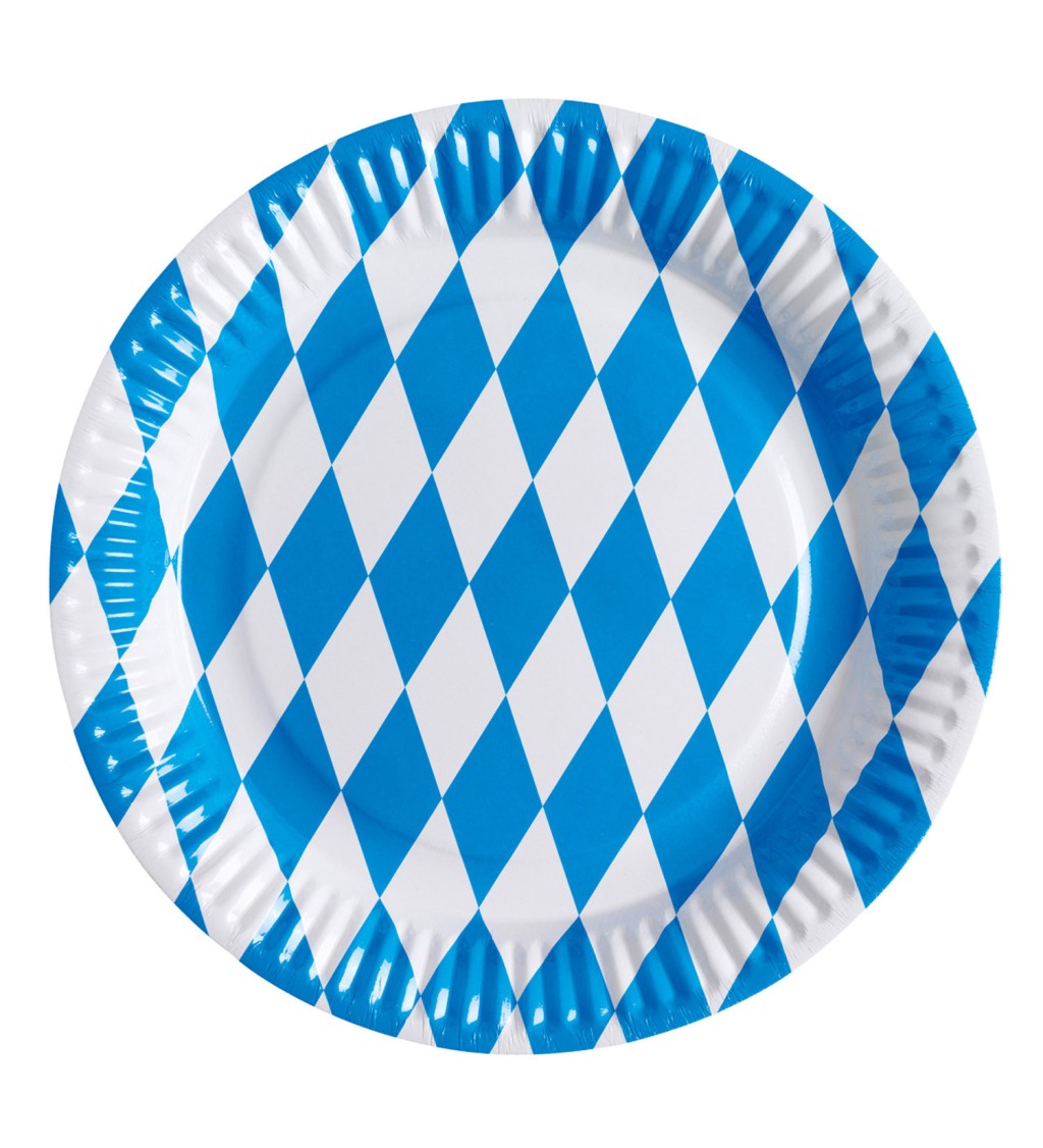 Papierové taniere Oktoberfest - modro-biele