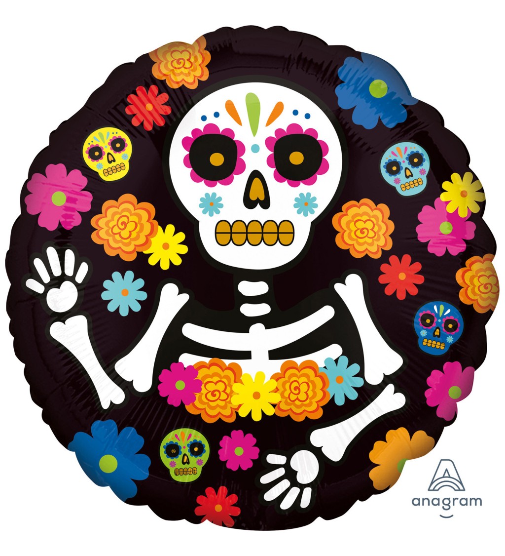 Okrúhly fóliový balónik Day of the Dead