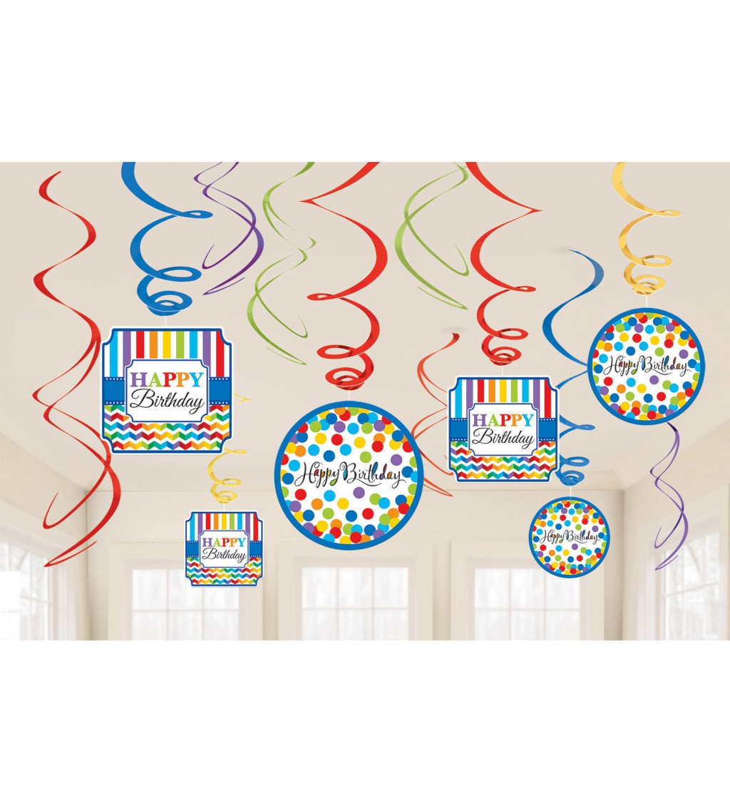 Dekoračné špirálky - Happy Birthday