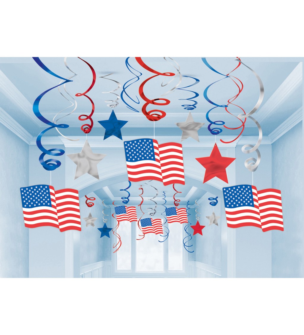 Špirála s americkou vlajkou a hviezdami