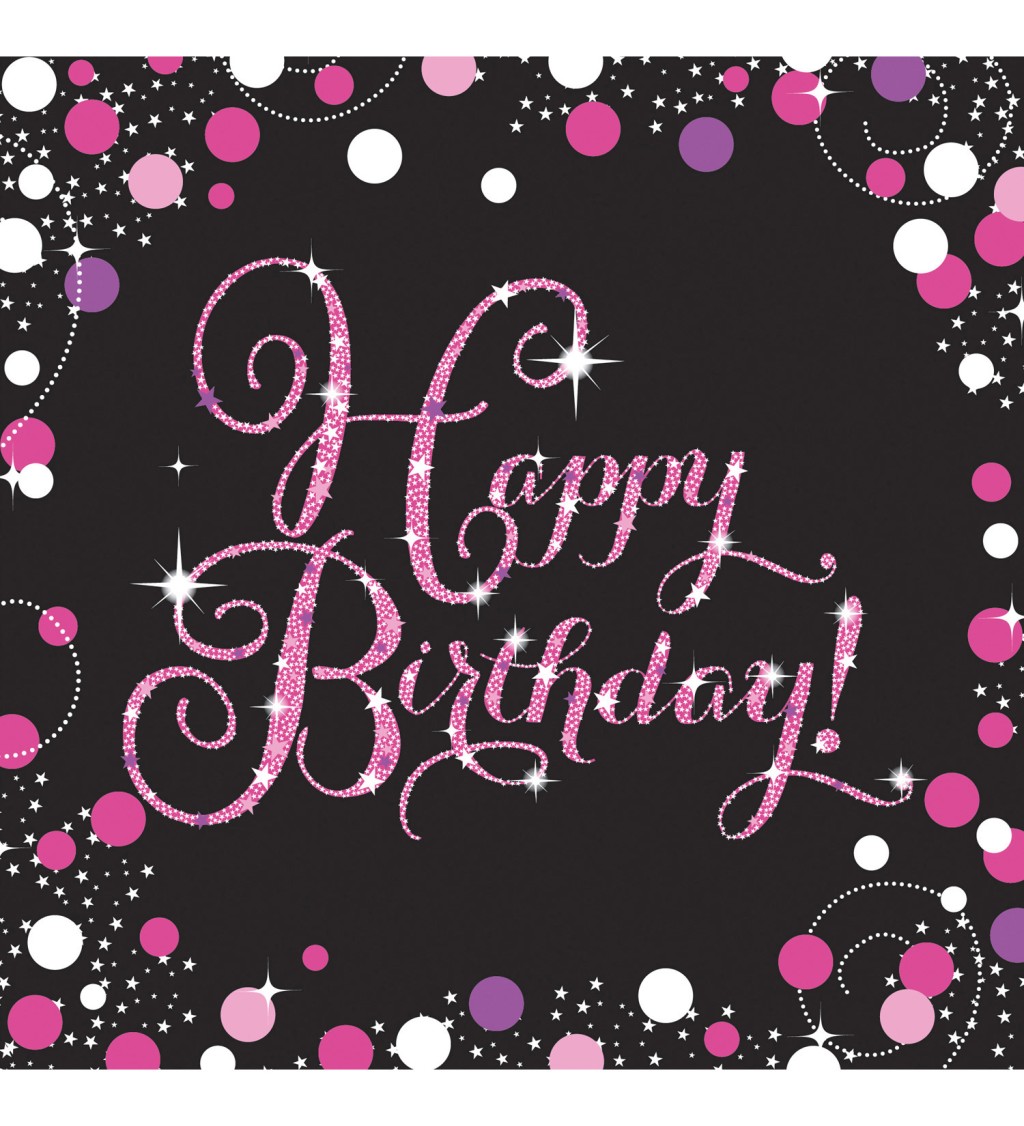 Ružové obrúsky Happy Birthday