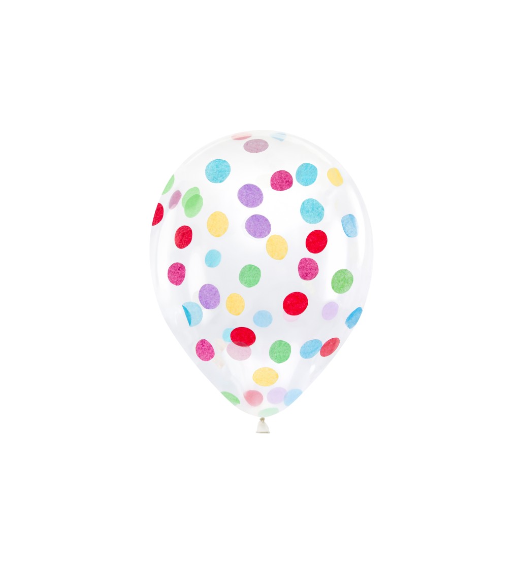 Latexové balóniky priehľadné farebné konfety 30 cm 6 ks
