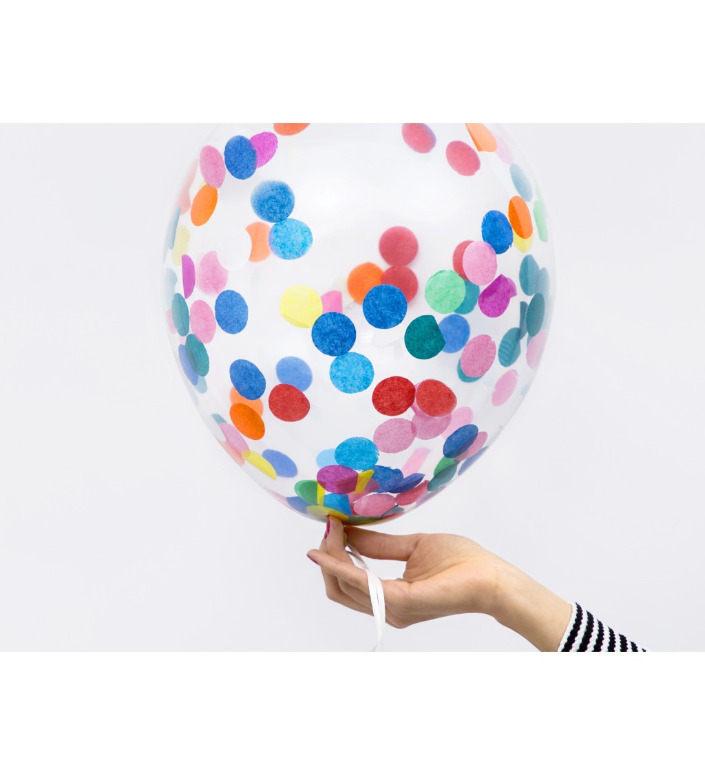 Latexové balóniky priehľadné farebné konfety 30 cm 6 ks