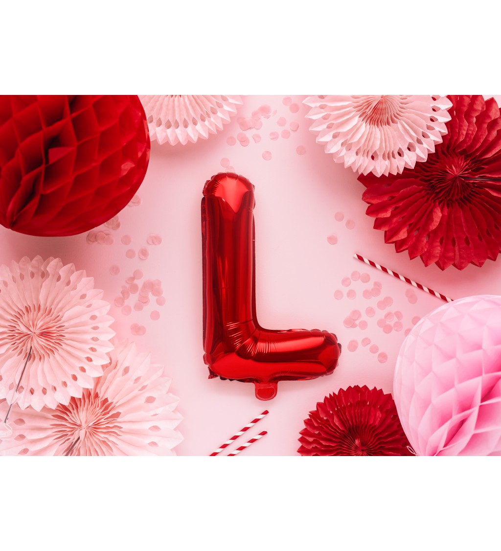 Fóliový balónik písmeno L, červený, 35cm