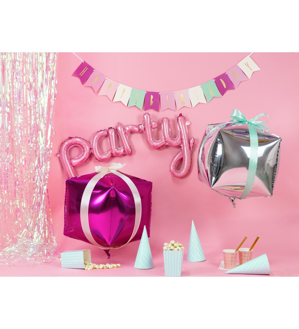 Fóliový balónik - nápis PARTY ružový