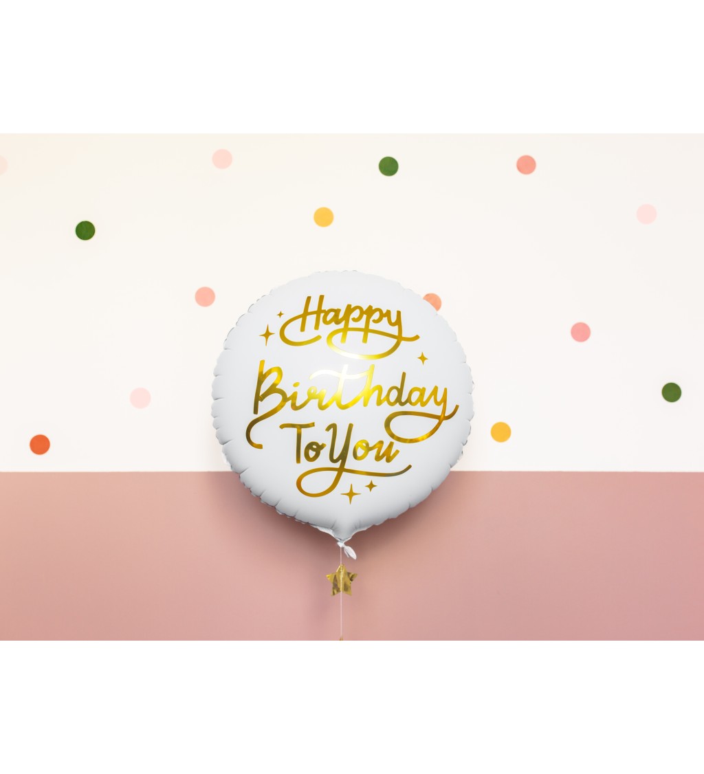 Fóliový narodeninový balónik Happy Birthday To You biely 35 cm