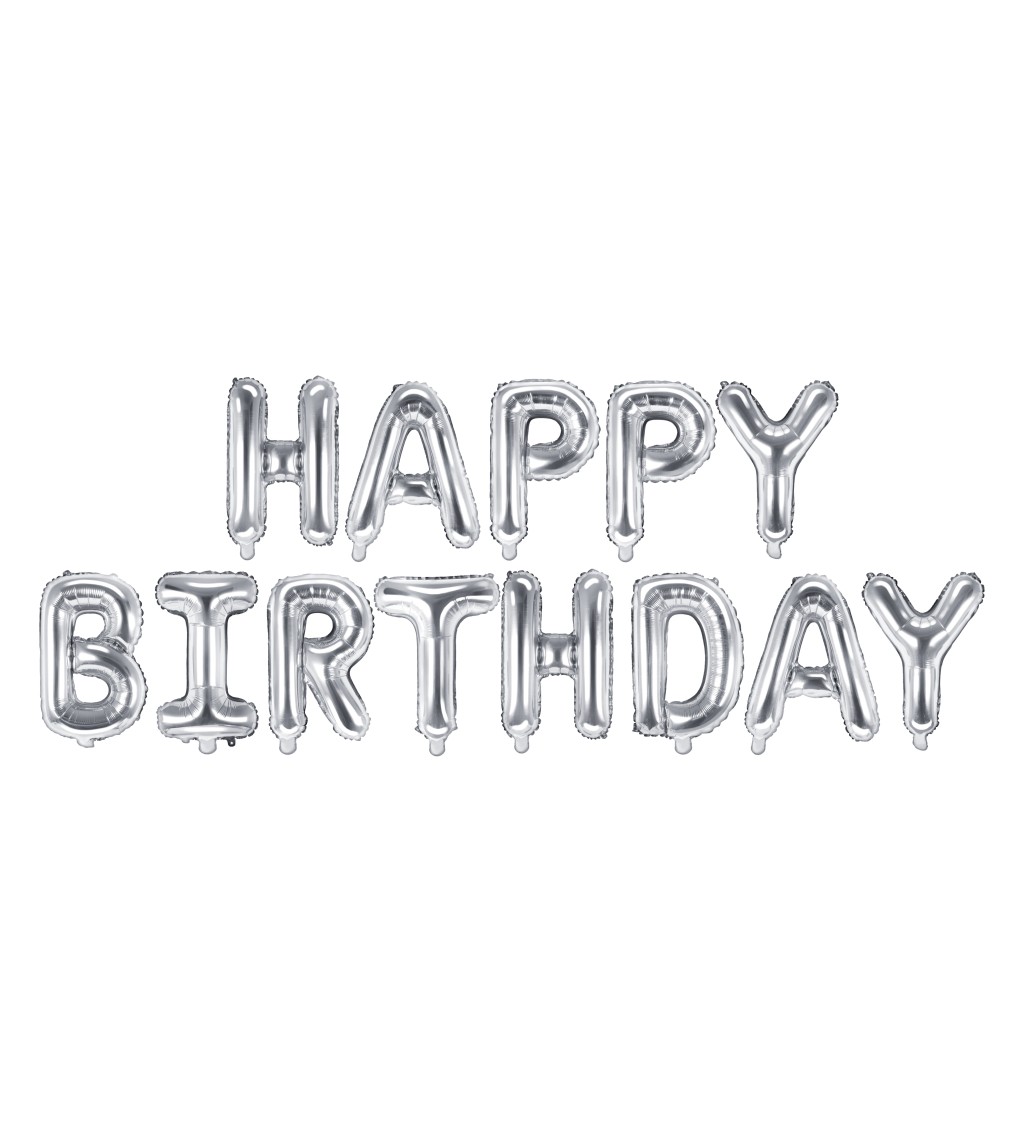 Fóliové balóniky Happy Birthday strieborné