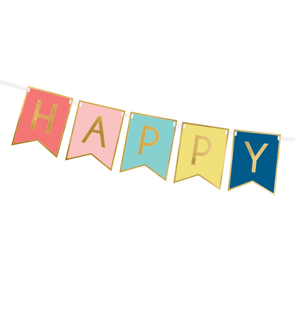 Farebná praporková girlanda Happy Birthday