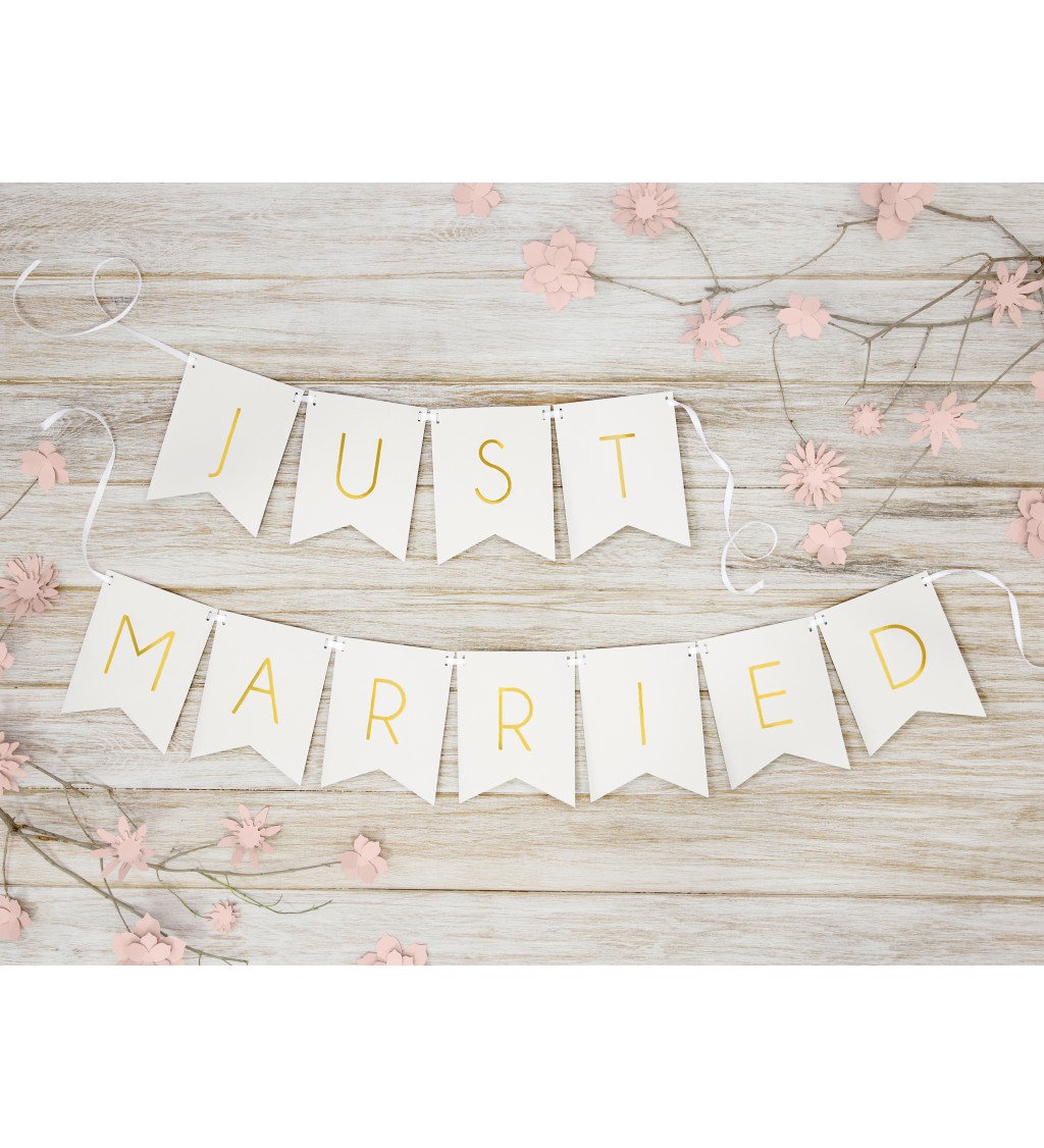Svadobný banner Just married