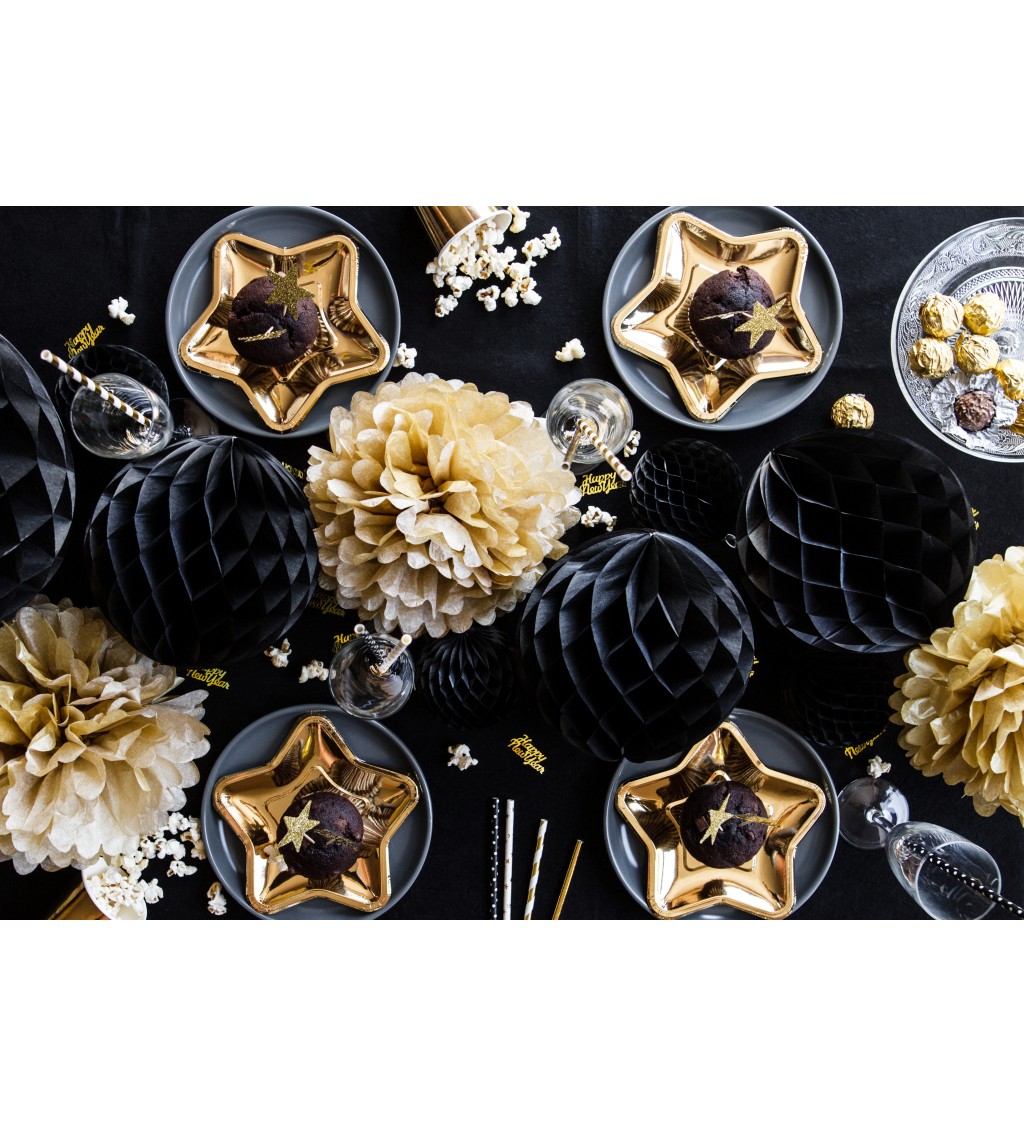 Dekoračná papierová guľa čierna