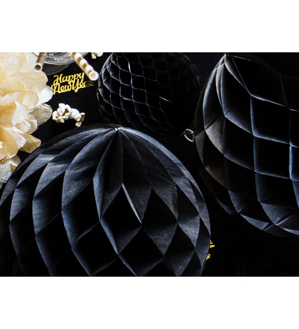 Dekoračná papierová guľa čierna