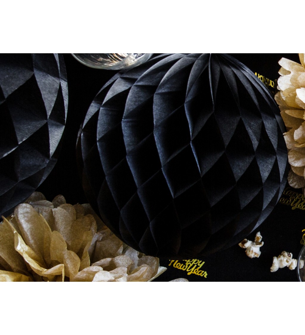 Dekoračná papierová guľa čierna