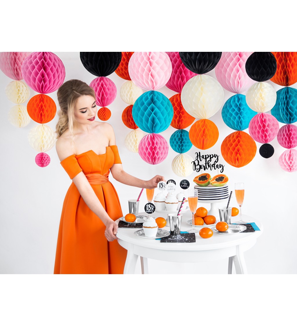 Dekoračná papierová guľa čierna