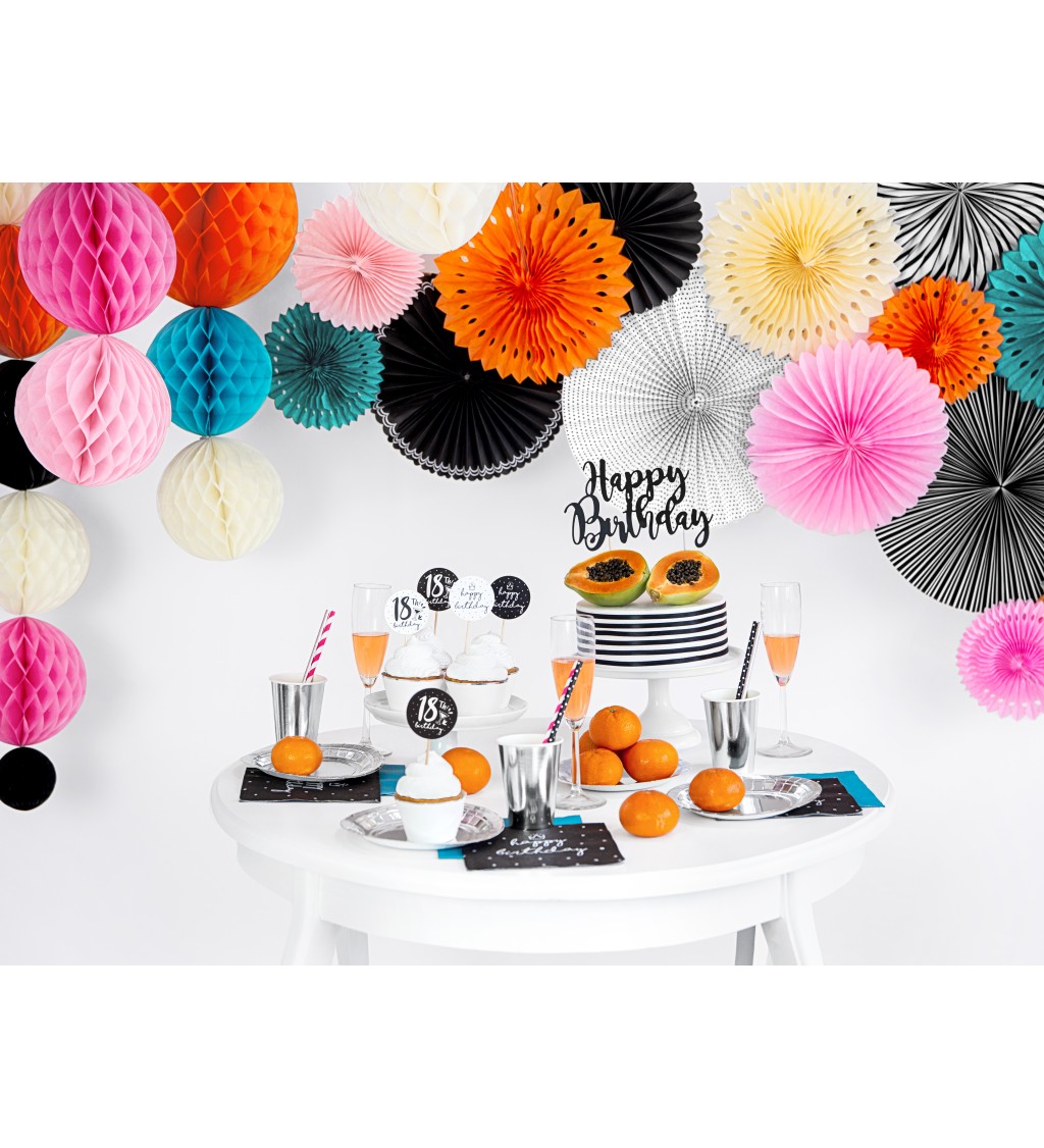 Dekoračná papierová guľa čierna