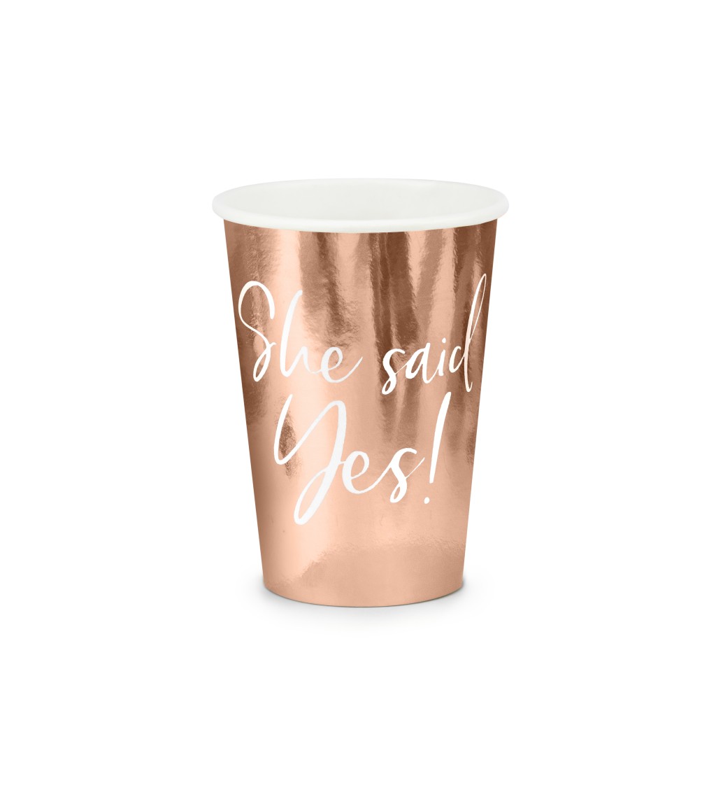 Svadobné kelímky She said yes! - rose gold