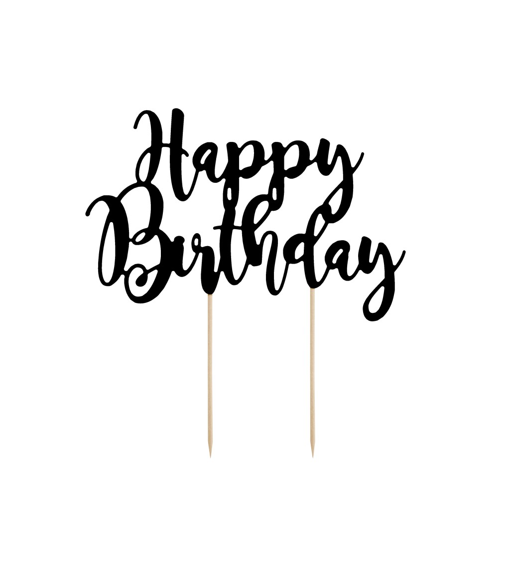 Čierne zapichovátko Happy Birthday