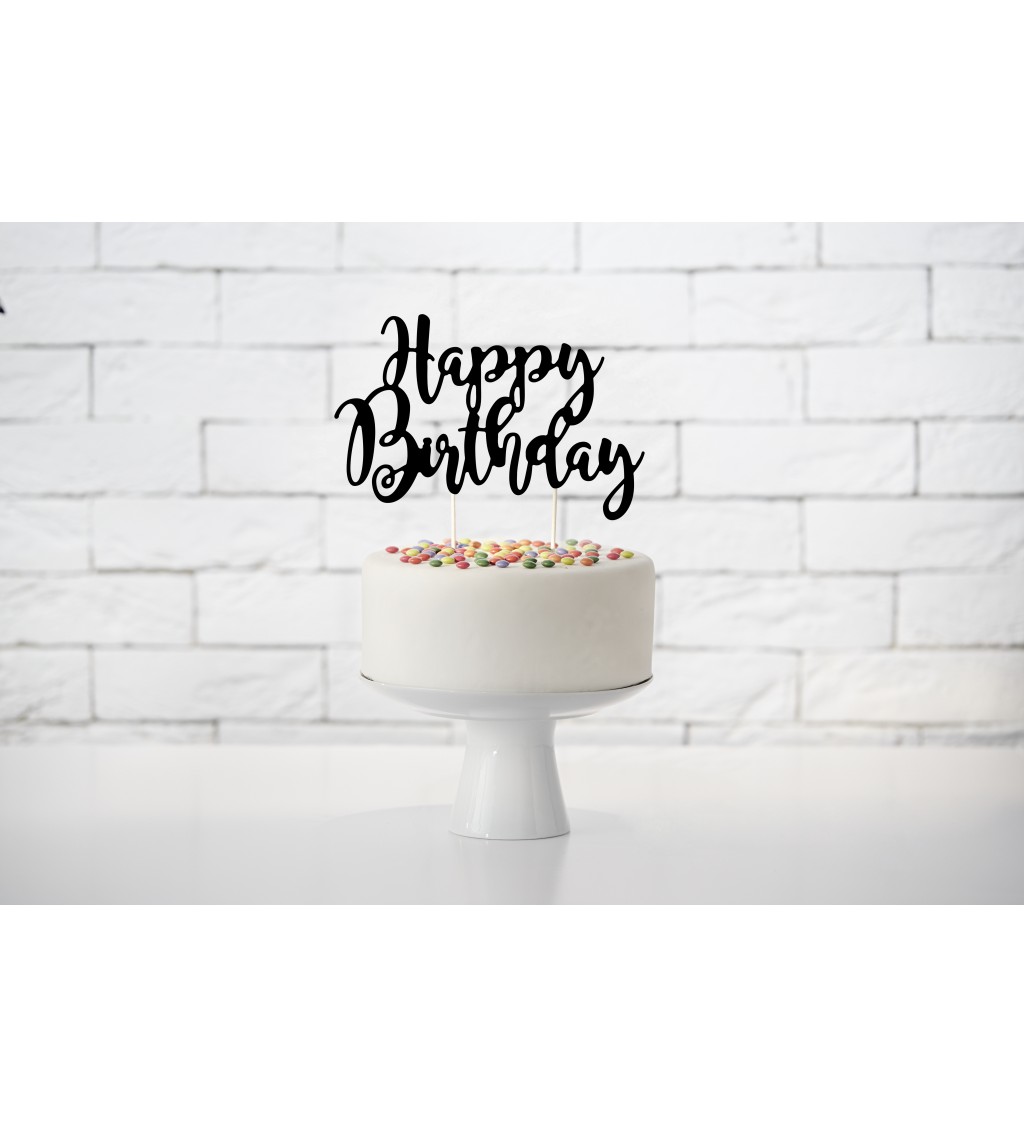 Čierne zapichovátko Happy Birthday