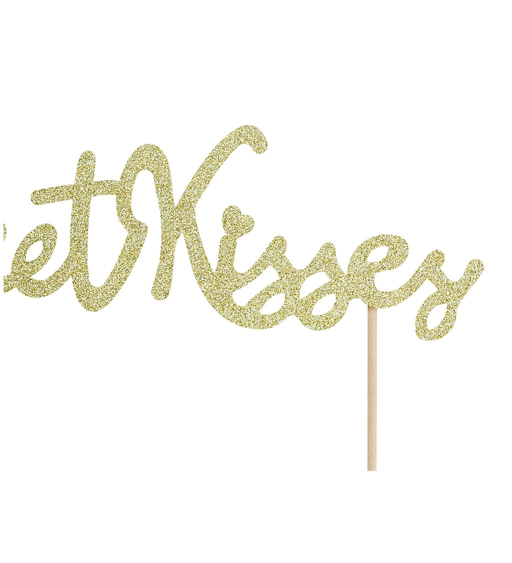 Zlatý nápis Sweet Kisses - tortové napichovadlá