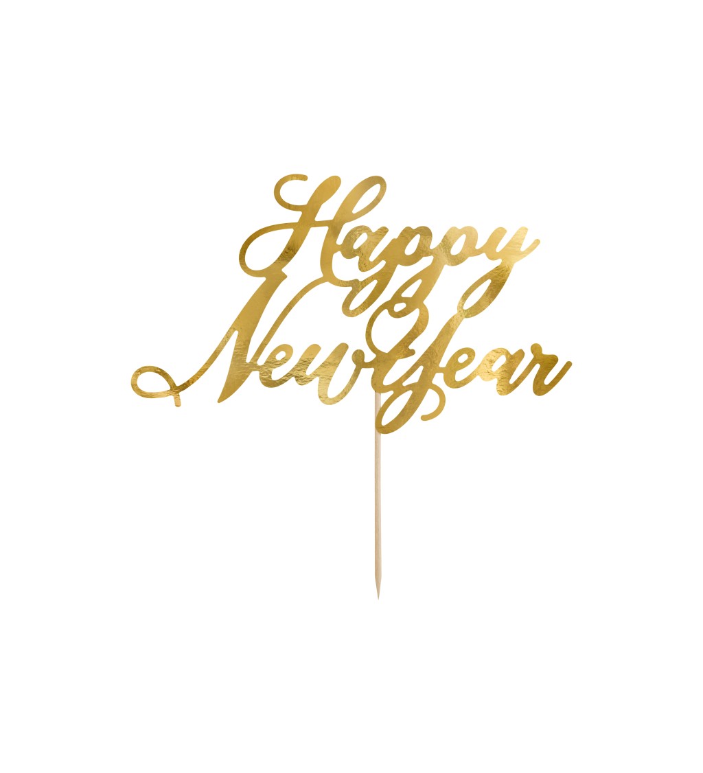 Zlatý tortový zápich Happy New Year