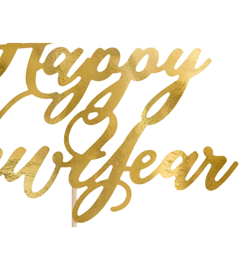 Zlatý tortový zápich Happy New Year