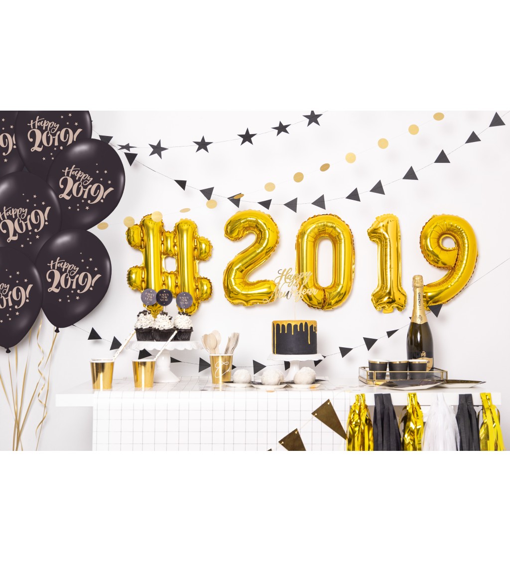 Zlatý tortový zápich Happy New Year