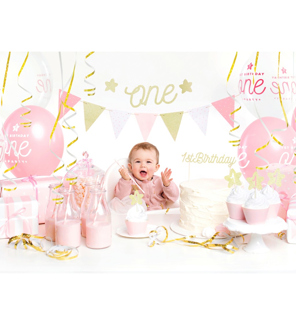 Zlatý tortový zápich 1st Birthday