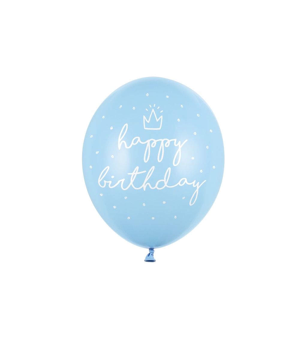 Latexové balóniky strong pastelové modré Happy Birthday 30 cm 6 ks