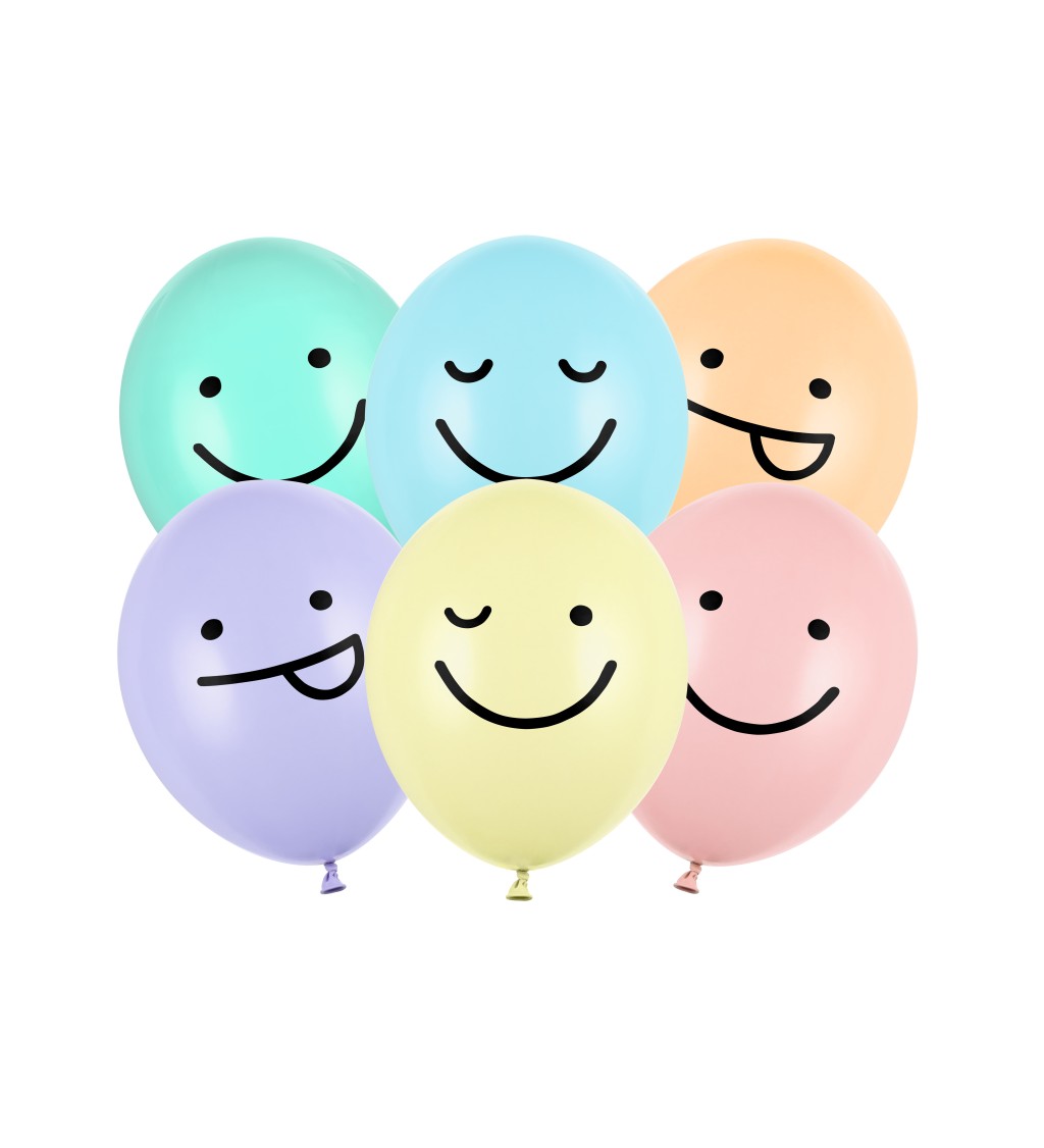 Latexová sada Strong pastelová smajlíková mix 6 ks
